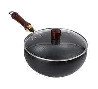 Traditional Cooking Pan - 24cm Carbon Steel Heavy Duty Saucepan Uncoated Classic Lid Handle Heat Resistant | Premium Culinary Tool for the