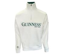 Traditional Craft Cream Guinness Zip Sweatshirt Irish Everyday Clothes for Men, White, M