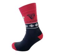 Traditional Craft Guinness Christmas Socks - Harp and Holly - Dark Red & Black - G9354-OS