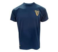 Traditional Craft Guinness Harp T-Shirt for Men Ireland Short Sleeve Airforce Blue Vintage Label, Blue, Large