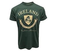 Traditional Craft Guinness Mens Ireland Crest 100% Cotton Shirt Short Sleeve T-Shirt, Bottle Green, XL
