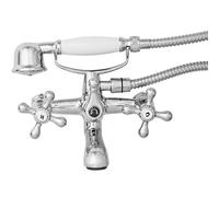 Traditional Cross Head Chrome Bath Filler Mixer Shower & KIT Wall Mounted