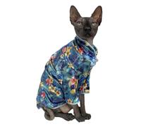 Traditional Culture Sphynx Hairless Cat Cotton T-Shirts Cat Clothes Pet Sweater Cat Vest Pet Clothes Kitten Shirts Cats & Small Dogs Apparel (Hawthorn, S (3.3-5 lbs))