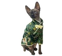 Traditional Culture Sphynx Hairless Cat Cotton T-Shirts Cat Clothes Pet Sweater Cat Vest Pet Clothes Kitten Shirts Cats & Small Dogs Apparel (Camellia, XL (9-13 lbs))