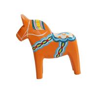 Traditional Dala Horse Ornaments Wooden Horse Sculpture Statues for Office Home Decor Living Space Desk Animal Ornament, Orange