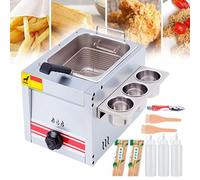 Traditional Deep Fat Fryer, Professional Gas Fryer With Condiment Rack And Sauce Bottles, With Independent Control Knob, Suitable For Fried Chicken, Shrimp, Fish,10L ()