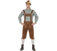 Smiffys Deluxe Traditional Hans Bavarian Costume, Green with Lederhosen & Shirt, Oktoberfest Fancy Dress, Halloween Dress Up Costumes