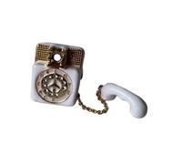 Traditional Dial Phone Shaped Ring Heavy Duty Drop Oil Coated Charm Accessories Trendy Look Vintage Phone