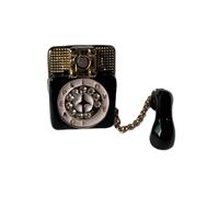 Traditional Dial Phone Shaped Ring Heavy Duty Drop Oil Coated Charm Accessories Trendy Look Vintage Phone