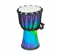 Traditional Djembe Drum, 30 cm, Rainbow Fabric Design, Handcrafted in Bali