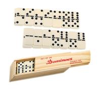 Traditional Dominoes Set for Kids/Adults - 28 Tiles Classic Double Six Game With Wooden Box - Professional Retro Family Board Game Gift