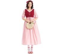 Traditional Dress Women's Modern Dirndl Women's Long Dirndl Dress Pink Elegant Bavarian Outfit Costume Dress Dirndl Dresses Costume Clothing Costume Skirt Costume Fashion for Oktoberfest and Carnival