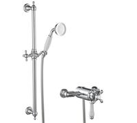 Traditional Dual Control Thermostatic Exposed Shower Mixer Valve + Riser Rail