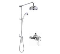 Traditional Dual Exposed Valve Rigid Riser Shower Set Chrome White Balterley Silver One Size