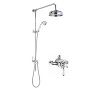 Traditional Dual Exposed Valve Rigid Riser Shower Set Chrome White Balterley Silver One Size