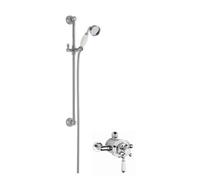 Traditional Dual Exposed Valve Slide Rail Shower Set Chrome White Balterley Silver One Size