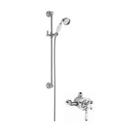 Traditional Dual Exposed Valve Slide Rail Shower Set Chrome White Balterley Silver One Size