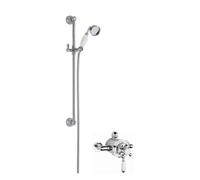 Traditional Dual Exposed Valve Slide Rail Shower Set Chrome White Balterley White One Size