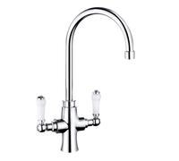 Traditional Dual Handle Kitchen Mixer Tap, Chrome Balterley Silver One Size