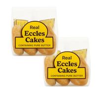 Traditional Eccles Cakes from Lancashire - 2 Packs of 4 (8 Total) | Rich Buttery Pastry with Fruity Currant Filling | Classic British Snack | Individually Wrapped | Great for Tea, Travel & On-the-Go