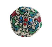 Traditional Embroidered Round Hat, Handmade Floral Pattern, Multicolour Fabric Art, Fashion Accessory