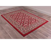 Traditional Esta Rug Bordered Oriental Floral Rug for Living Room Bedroom Lounge Home Decor Classic Rug (Red, Medium 120x160 cm (4'x5'3"))