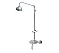 Traditional Exposed Manual Valve & Rigid Riser Shower Set - Chrome/white - Balterley