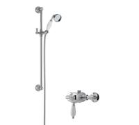 Traditional Exposed Manual Valve Slide Rail Shower Set Chrome Balterley White One Size