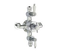 Traditional Exposed Triple Thermostatic Shower Valve - 2 Outlets - Durable Chrome Finish - Luxury Bathroom Fittings by Balterley