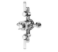 Traditional Exposed Triple Thermostatic Shower Valve With 2 Outlets Durable Brass Construction, Polished Chrome Finish - Balterley