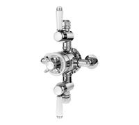 Traditional Exposed Triple Thermostatic Shower Valve with 2 Outlets Durable Brass Construction, Polished Chrome Finish - Balterley