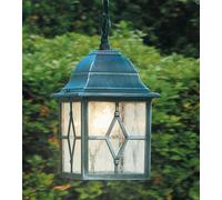 Aluminium Black Silver Finish Outdoor Porch Garden Pendant Light with Lead Glass
