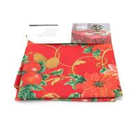 Carousel Home and Gifts Traditional Fabric Christmas Tablecloth | Rectangular Table Cloth | Xmas Table Cover Christmas Decorations 180cm X 130cm - Red Cloth Pine Cone