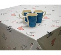 Traditional Farmyard Chickens PVC Tablecloth Beige Grey Hearts Red Gingham Check Polka Dots PVC Plastic Vinyl Oilcloth Wipe Clean Childrens Party Table Cloth Protector Width 140cm - Sold by metre