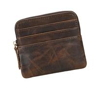 Traditional Fashion Troubled Leather Card Owner with Natural Film Development Plan Traditional True Leather Keychain Wallet, Coffee Color, Mass Beauty
