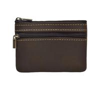 Traditional Fashion Troubled Leather Card Owner with Natural Film Development Plan Traditional True Leather Keychain Wallet, Dark Brown, Mass Beauty