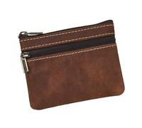 Traditional Fashion Troubled Leather Card Owner with Natural Film Development Plan Traditional True Leather Keychain Wallet, Red Brown, Mass Beauty