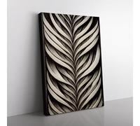 Traditional Feather Black, Grey, Brown Canvas Wall Art Print Ready to Hang, Framed Picture for Living Room Bedroom Home Office Décor, 76x50 cm (30x20 Inch)