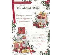 Traditional Festive Wife Christmas Card, 17.8 x 25.4 cm, Red Ribbon