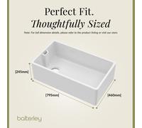 Balterley Traditional Fireclay Belfast Kitchen Sink With Overflow, 1 Bowl, French Classic Tap & Waste - 795mm