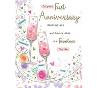 Traditional First Annivesary Card - 8 x 6 inches - Piccadilly Greetings