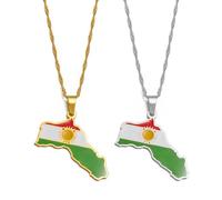 Traditional Flag Pendant - Kurdistan Pendant Necklaces Charm Jewelry Kurdish Friendship Necklace For Women Men Jewelry Holiday Party Gift,White,60Cm Or 23.6 Inches