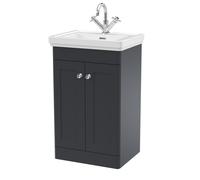 Floor Standing 2 Door Vanity 1 Tap Hole Fireclay Basin 500mm Balterley Grey One Size