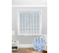 Traditional Floral Heavy Lace Sheer Net Curtain Panel Tyrone Textiles White 200cm width x 91cm drop