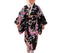 Traditional Floral Print Kimono Long Dress Costume