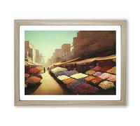 Traditional Flower Market Vol.1 H1022 Framed Print for Living Room Bedroom Home Office Décor, Wall Art Picture Ready to Hang, Oak A4 Frame (34 x 25 cm)