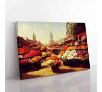 Traditional Flower Market Vol.3 Canvas Wall Art Print Ready to Hang, Framed Picture for Living Room Bedroom Home Office Décor, 76x50 cm (30x20 Inch)