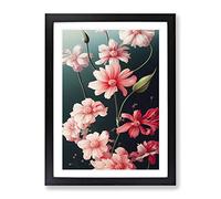 Traditional Flowers Framed Wall Art Print A2 Black | Ready to Hang, Premium Gi Paper, Fade-Resistant Inks, Securely Packaged, UK Made