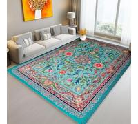 Traditional Flowers Vines Area Rug 80 X 150 Cm Machine Washable Rug For Living Room Non Slip Non Shedding Area Rugs Soft Short Pile Carpet For Dining Room Office Turquoise Red