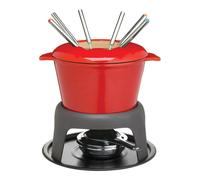 Traditional Fondue Set 16cm Red, Swiss Cheese and Chocolate Fondue Pot for Meat, Camping, and Chocolate Dipping